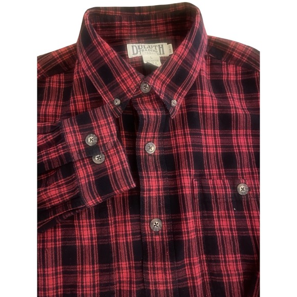 Duluth Trading Co Other - Duluth Trading Co Flannel Shirt Mens Size L Red Plaid Heavy Outdoors Button Down
